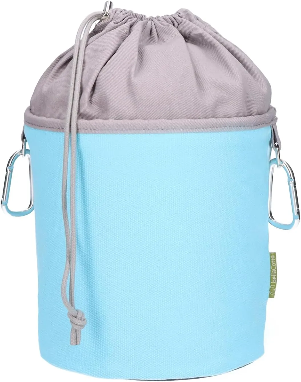 Clothes Peg Bag Canvas Fabric with 2 Carabiner Hooks for 200 Pegs, Extra Large and Sturdy, Light Blue Grey