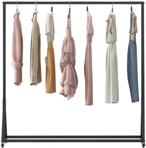 Clothing Display Rack, Wheeled Heavy Metal Clothing Independent Hanger, Single Pole Floor Hanger Drying Rack/Black/120cm