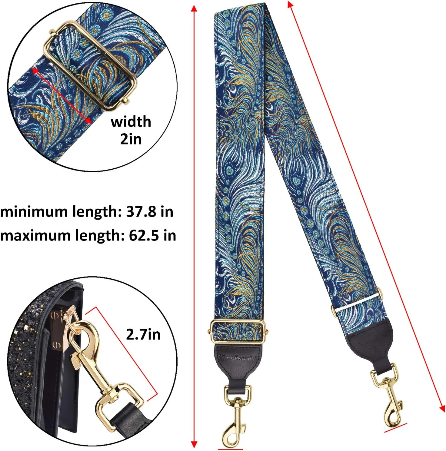 CLOUDMUSIC Handbag Strap Replacement Shoulder Crossbody Strap Purse Strap For Women Girls