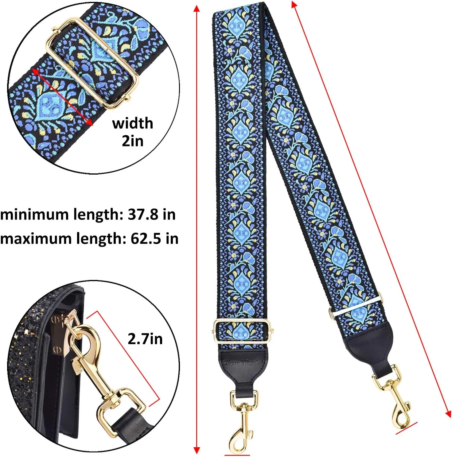 CLOUDMUSIC Handbag Strap Replacement Shoulder Crossbody Strap Purse Strap For Women Girls