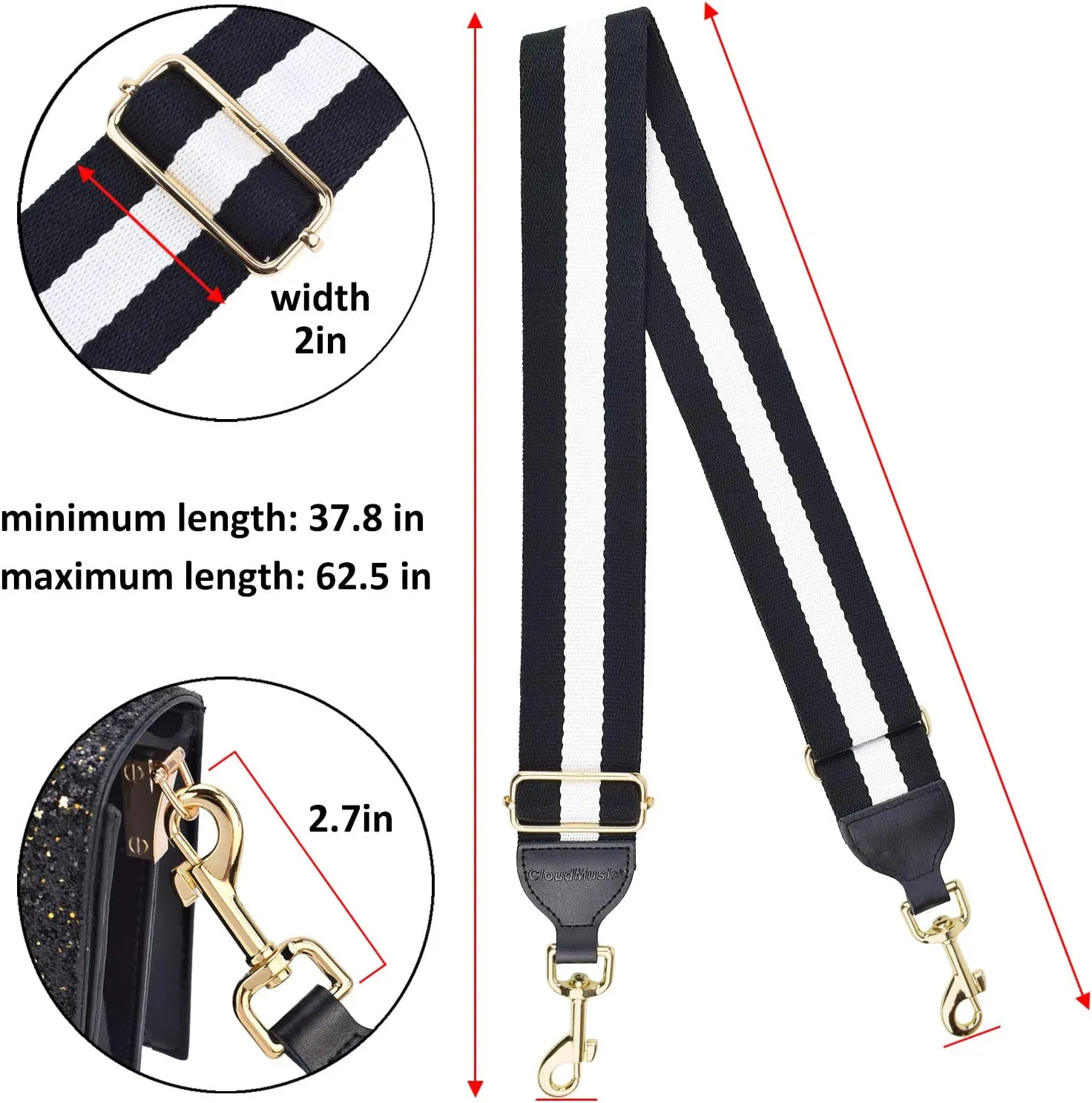 CLOUDMUSIC Handbag Strap Replacement Shoulder Crossbody Strap Purse Strap For Women Girls