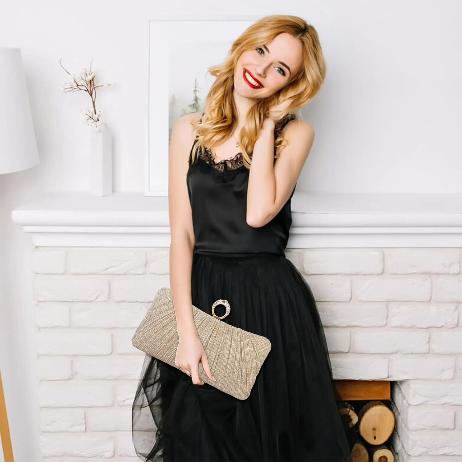 Clutch Purses for Women, Rhinestone Evening Bags Party Purse, Sparkling Handbag Purses for Bridal Wedding Evening Prom Party