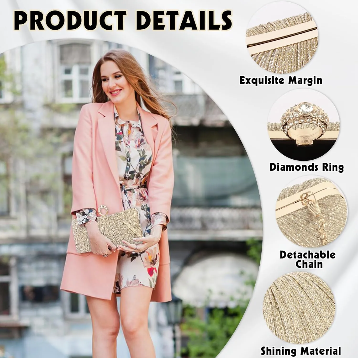 Clutch Purses for Women, Rhinestone Evening Bags Party Purse, Sparkling Handbag Purses for Bridal Wedding Evening Prom Party
