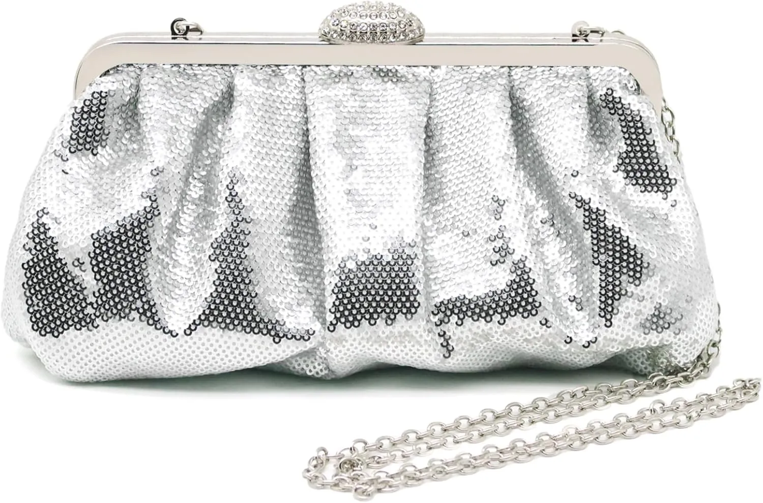 Clutch Purses for Women Sparkle Pleated Evening Clutch Bag Cloud Cross Body & Shoulder Bag for Party Prom Club Wedding