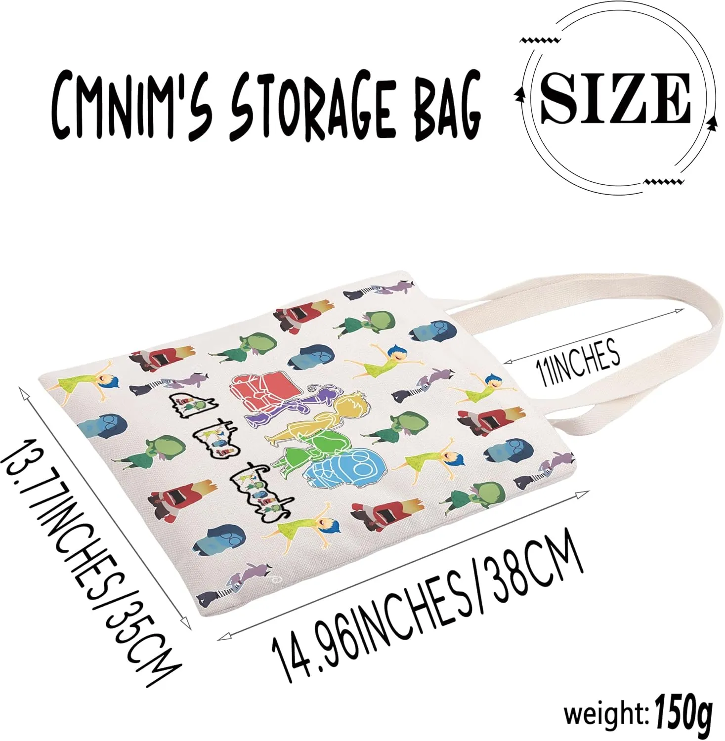 CMNIM Cartoon Emotional Gift Insiding Movie All The Feelings Characters Tote Bag Outing Faces Merch Joy Anger Fear Handbags
