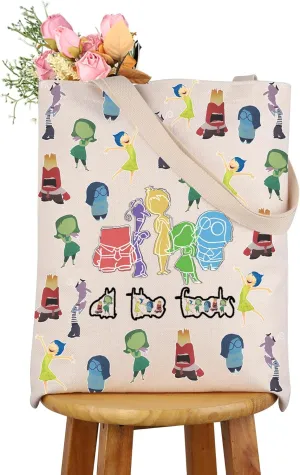 CMNIM Cartoon Emotional Gift Insiding Movie All The Feelings Characters Tote Bag Outing Faces Merch Joy Anger Fear Handbags