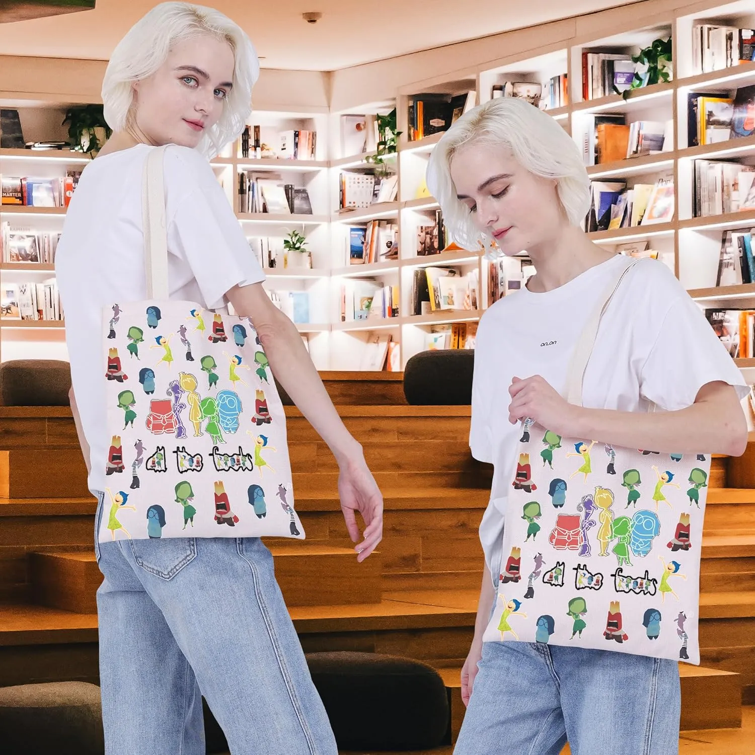 CMNIM Cartoon Emotional Gift Insiding Movie All The Feelings Characters Tote Bag Outing Faces Merch Joy Anger Fear Handbags