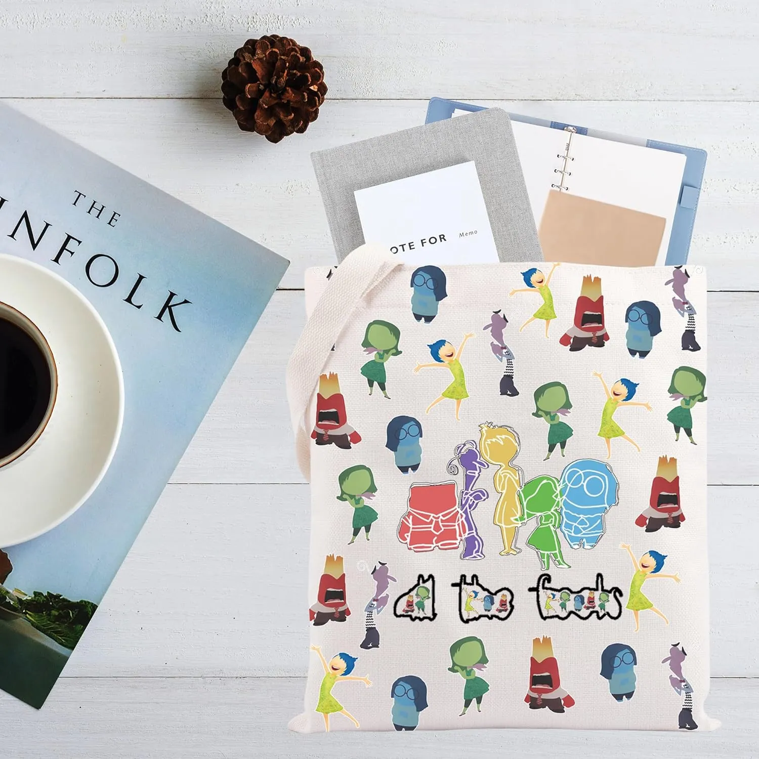 CMNIM Cartoon Emotional Gift Insiding Movie All The Feelings Characters Tote Bag Outing Faces Merch Joy Anger Fear Handbags