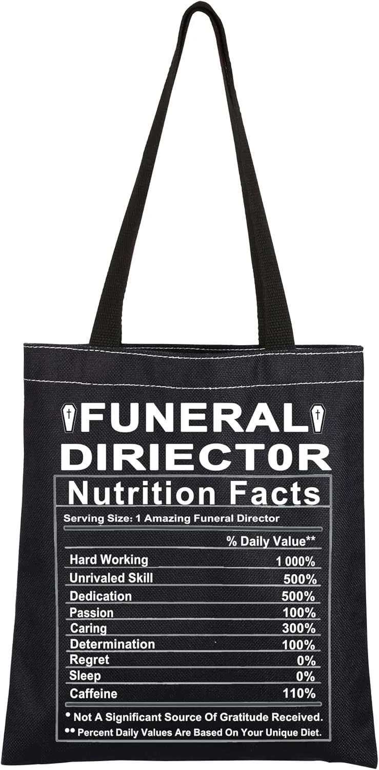 CMNIM Funny Funeral Director Nutrition Facts Travel Work Bag Mortuary Mortician Gift Last Responder Gift for Future Mortician (Funeral Director Nutrition Facts TB)