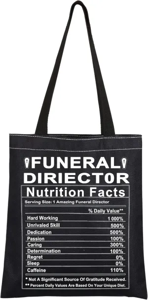 CMNIM Funny Funeral Director Nutrition Facts Travel Work Bag Mortuary Mortician Gift Last Responder Gift for Future Mortician (Funeral Director Nutrition Facts TB)