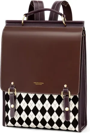 Cnoles Leather Backpack Purse For Women Fashion Ladies Vintage Bag Casual College Travel Backpacks Large bags Brown
