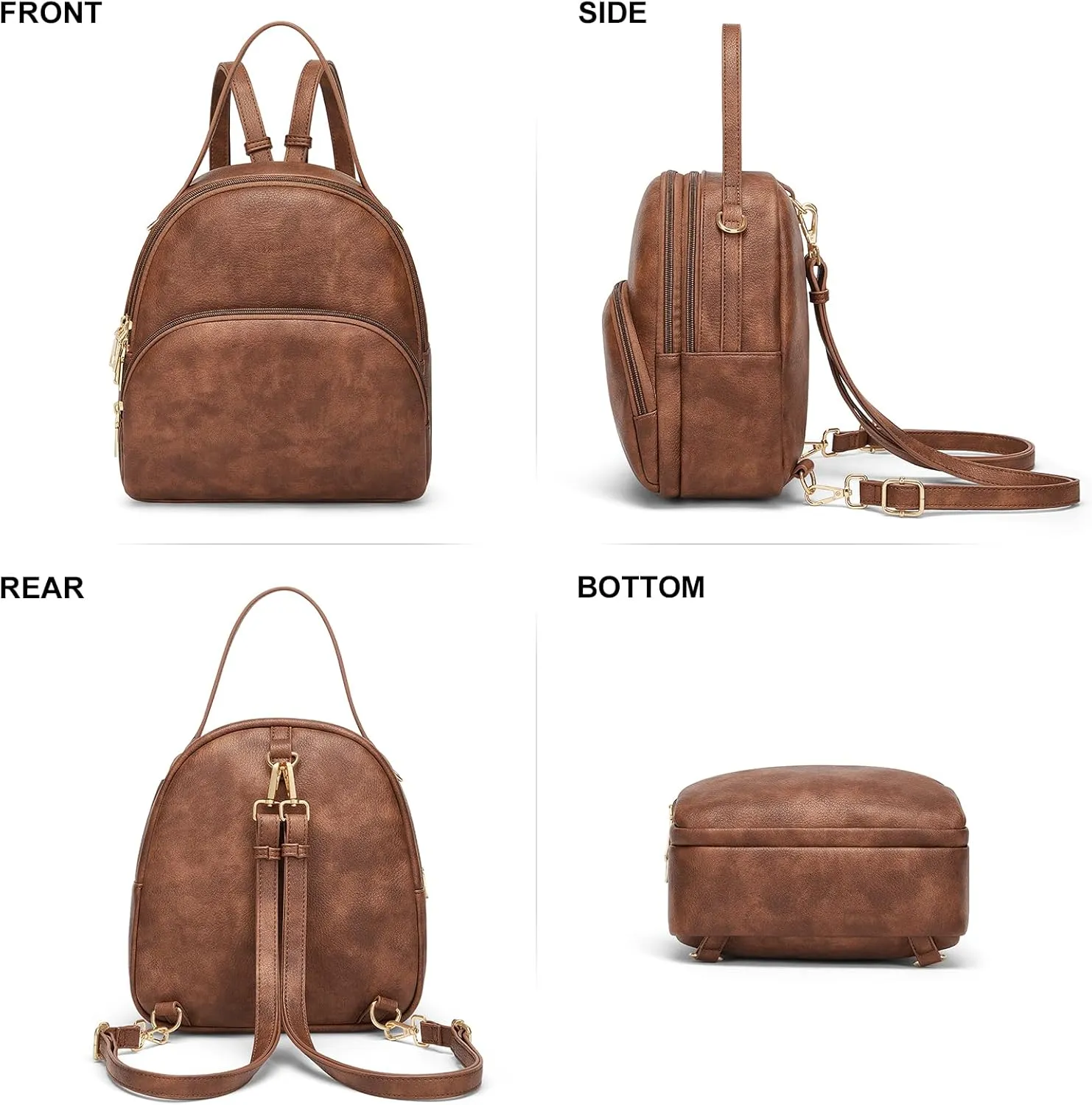 Cnoles Small Backpack Purse for Women Vegan Leather Mini Travel Backpack Fashion Casual Travel Shoulder Bag (Brown)