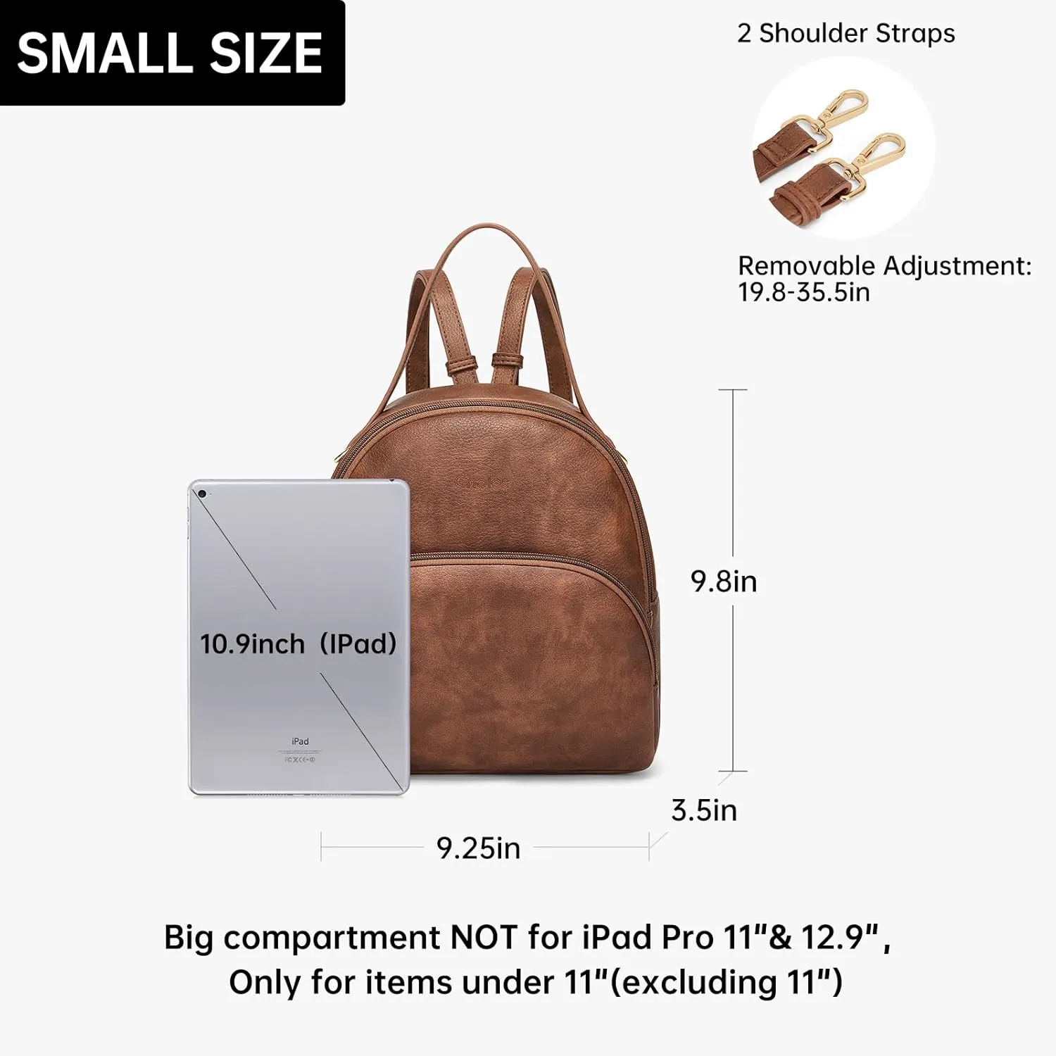 Cnoles Small Backpack Purse for Women Vegan Leather Mini Travel Backpack Fashion Casual Travel Shoulder Bag (Brown)