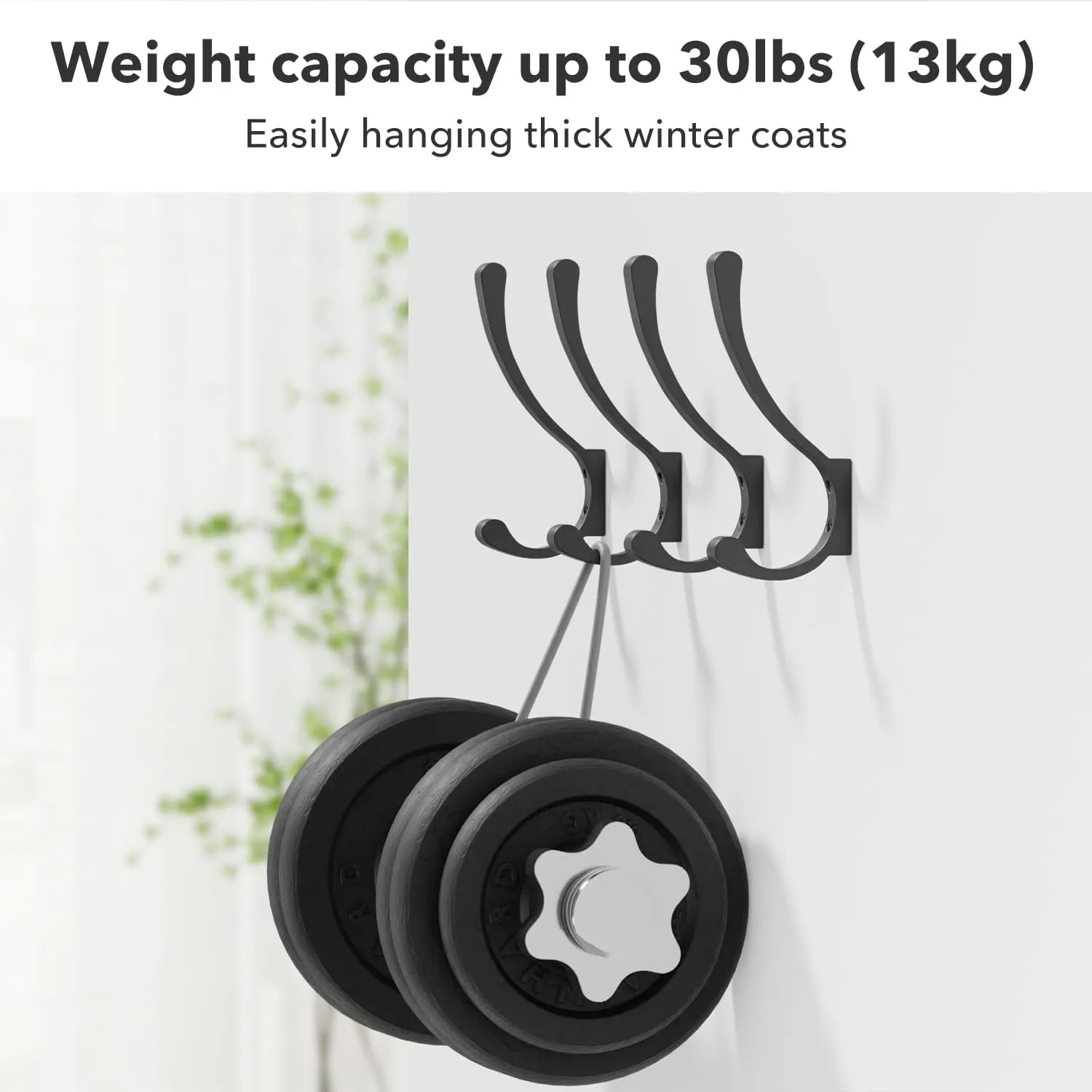 Coat Hanger Hooks Wall Mount - Backpack Hooks,Metal Wall Hooks For Hanging Heavy Duty,Screw In Hooks For Hanging Clothes,Black Coat Hooks For Wall,Purse Hanger For Wall,Wall Mounted Bag Hooks (8 Pack)