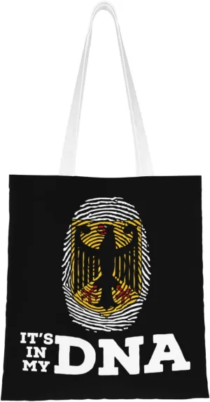 Coat of Arms of Germany It's in My DNA Tote Bag for Women Canvas Shopping Bags Reusable Large Capacity Casual Shoulder Handbags Grocery Bags DIY Gift Bags
