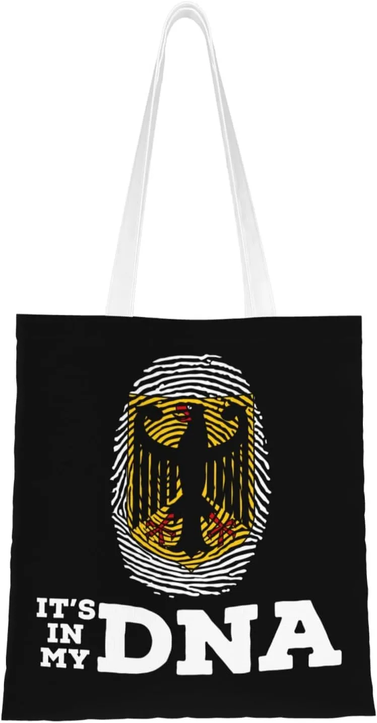Coat of Arms of Germany It's in My DNA Tote Bag for Women Canvas Shopping Bags Reusable Large Capacity Casual Shoulder Handbags Grocery Bags DIY Gift Bags