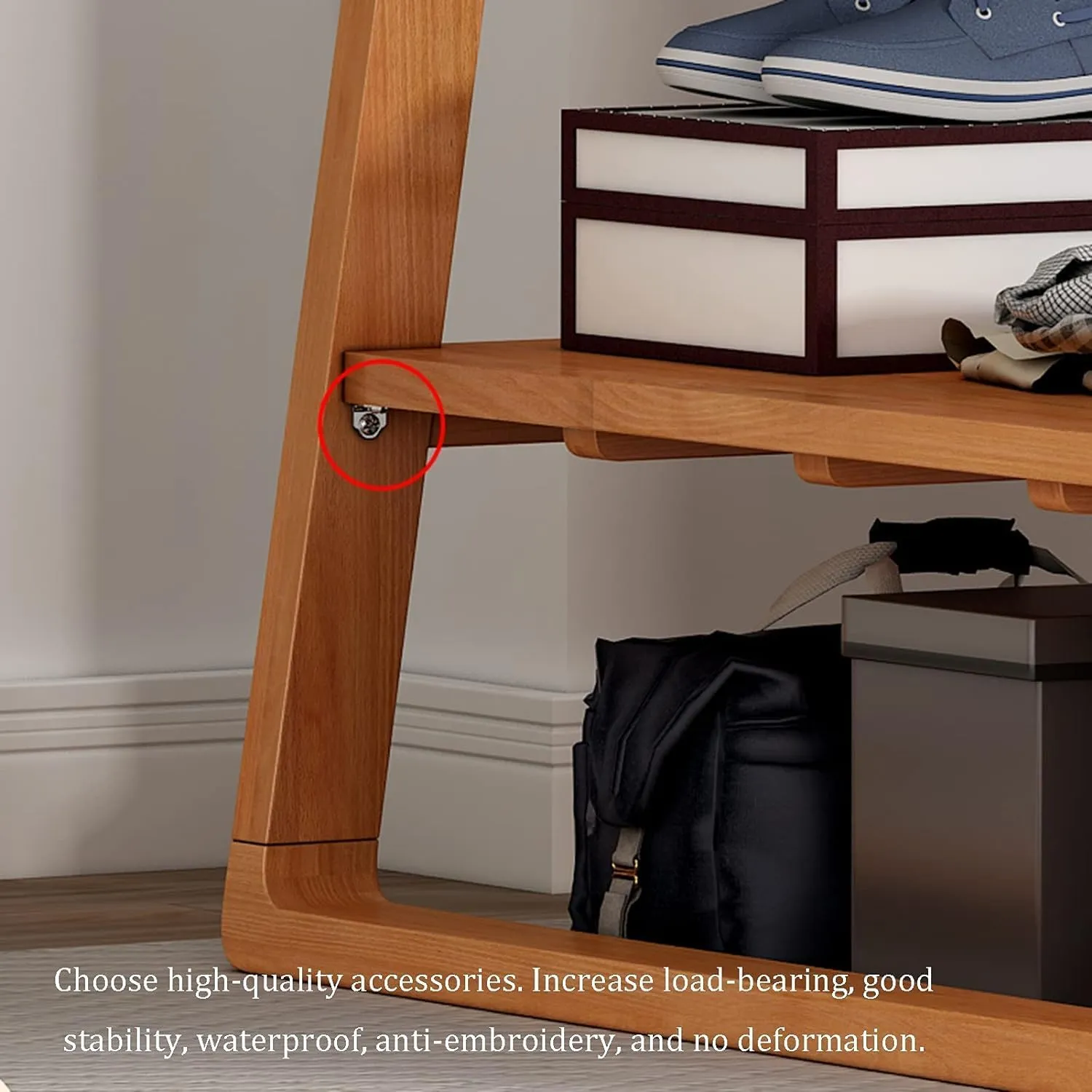 Coat Rack Stand Clothes Rack Stand, Free-Standing Houseware, Hall Entryway Bedroom for Garment Shoe Handbags Hat Storage Organised, Easy Assembly (Col