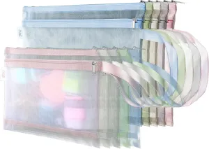 cobee 10 Pcs Mesh Zipper Pouch Bags, Colored Double-Layer Nylon Organizer Bags with Handles Building Block Sets Toy Storage Bags for School Office Games(5Pcs A4 5Pcs A5)