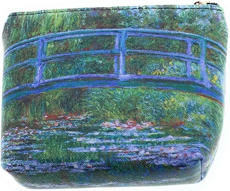 Coin Purse Pouch with Key Ring, Monet Bridge Over Water Lily Pond