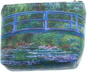 Coin Purse Pouch with Key Ring, Monet Bridge Over Water Lily Pond