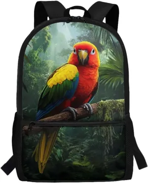 Coldinair 3D Parrot Elementary School Backpack for Boys Large Capacity School Bags for Boys 10-12 17 Inch Lightweight Bookbags Laptop Daypack for Teen Boys Mochilas Escolares Para NiñOs