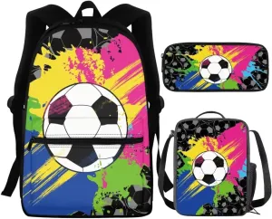 Coldinair Boys School Bags for Primary Middle School,Soccer Backpack with Insulated Lunch Box Pencil Case for Kids Teen,Mochilas Escolares Para NiñAs