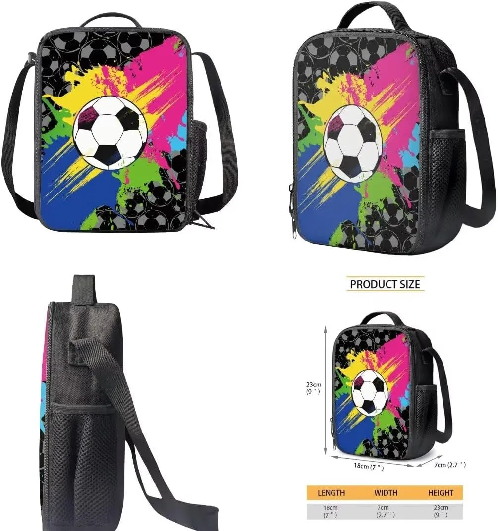 Coldinair Boys School Bags for Primary Middle School,Soccer Backpack with Insulated Lunch Box Pencil Case for Kids Teen,Mochilas Escolares Para NiñAs