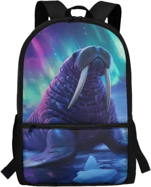 Coldinair Walrus School Backpack for Boys 8-12 Galaxy School Bookbag for Kids Teens Cool 17 inch Schoolbag for Primary Elementary Middle School 17 Inch Travel Bags Daypack