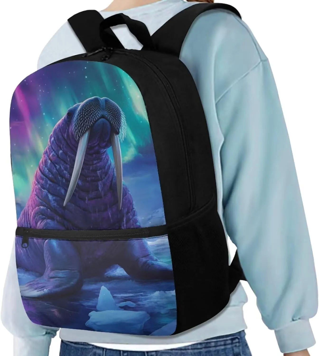 Coldinair Walrus School Backpack for Boys 8-12 Galaxy School Bookbag for Kids Teens Cool 17 inch Schoolbag for Primary Elementary Middle School 17 Inch Travel Bags Daypack