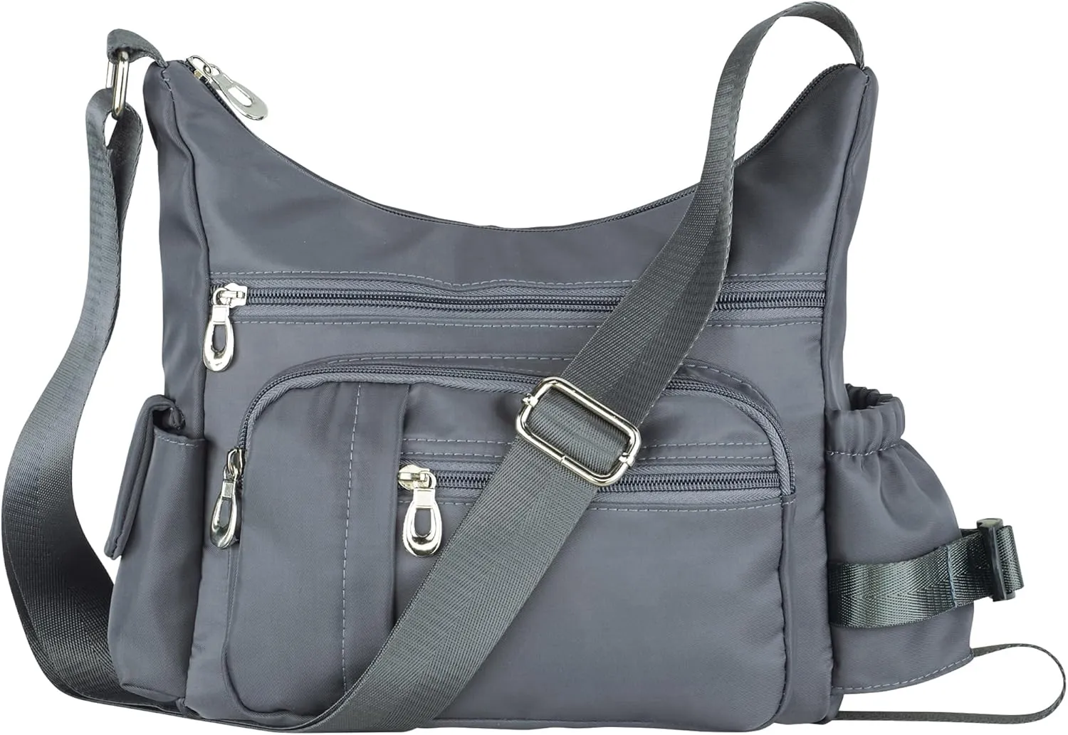 Collections Etc Adjustable Strap Multi Zippered Pocket Handbag