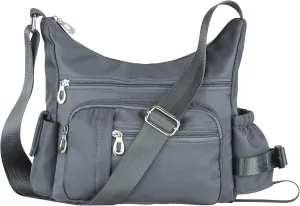 Collections Etc Adjustable Strap Multi Zippered Pocket Handbag