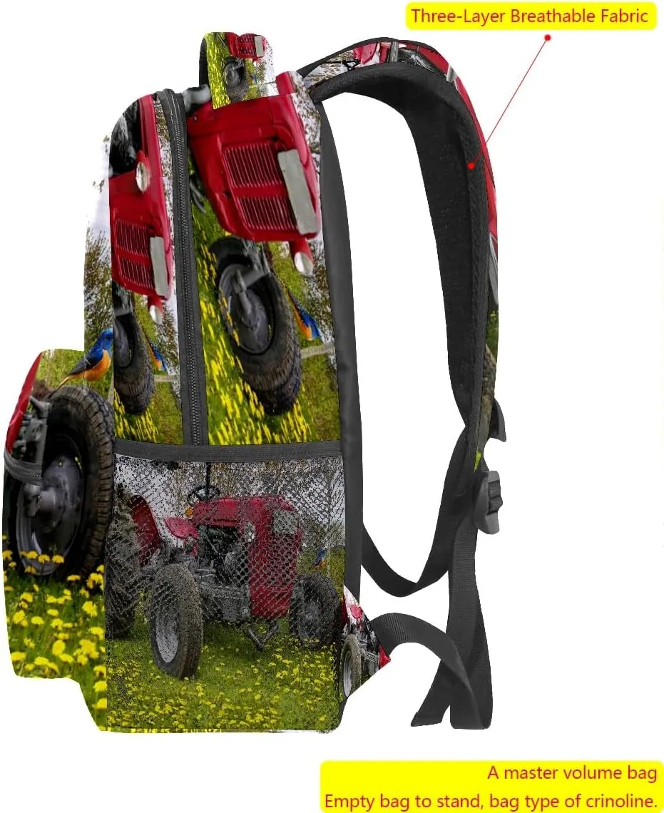 College Bookbag Farm Tractor School Bag Business Laptop Backpack Travel Hiking Daypack Large Diaper Bag for Adult Girls Boys