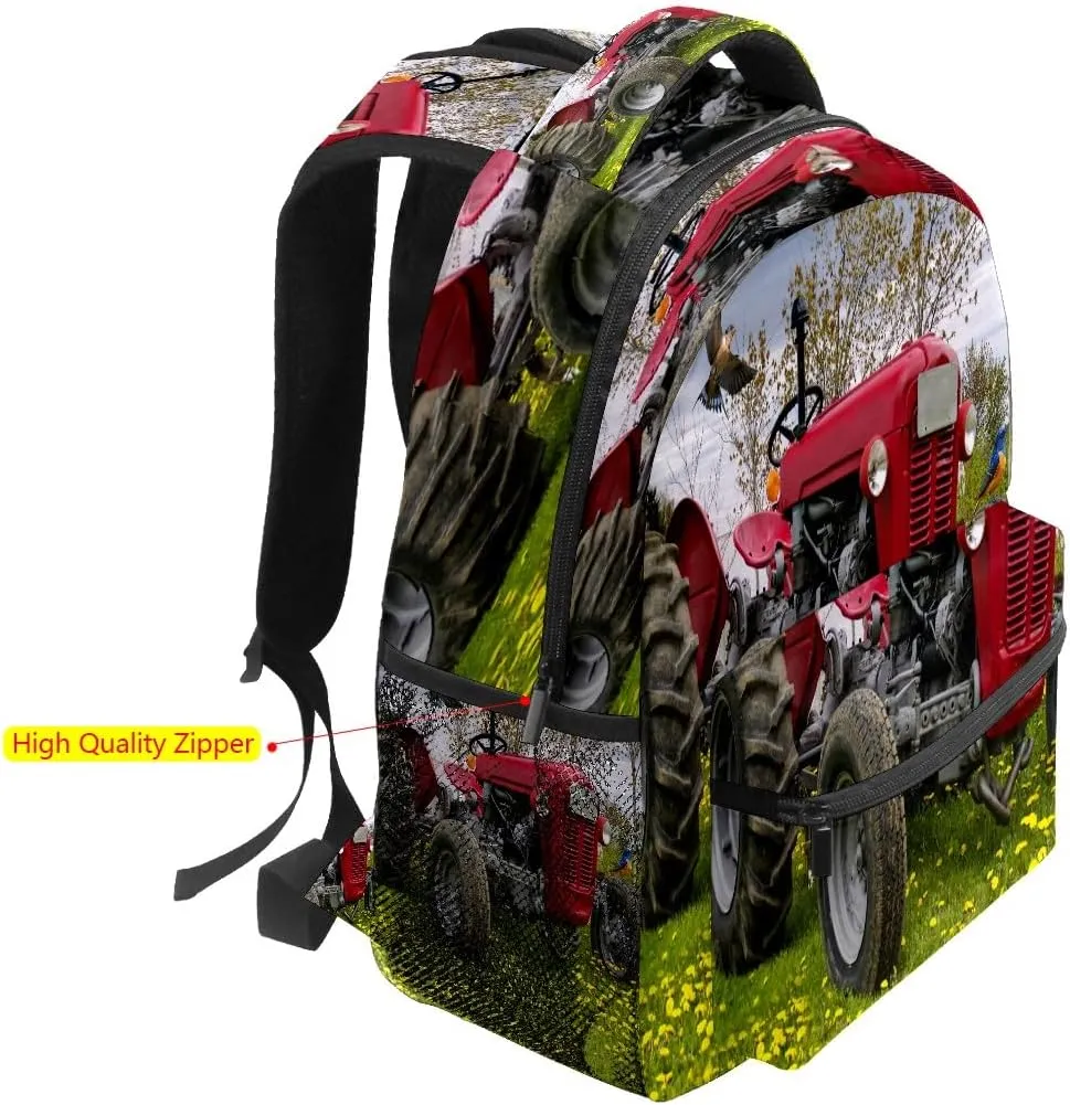College Bookbag Farm Tractor School Bag Business Laptop Backpack Travel Hiking Daypack Large Diaper Bag for Adult Girls Boys