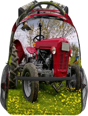 College Bookbag Farm Tractor School Bag Business Laptop Backpack Travel Hiking Daypack Large Diaper Bag for Adult Girls Boys