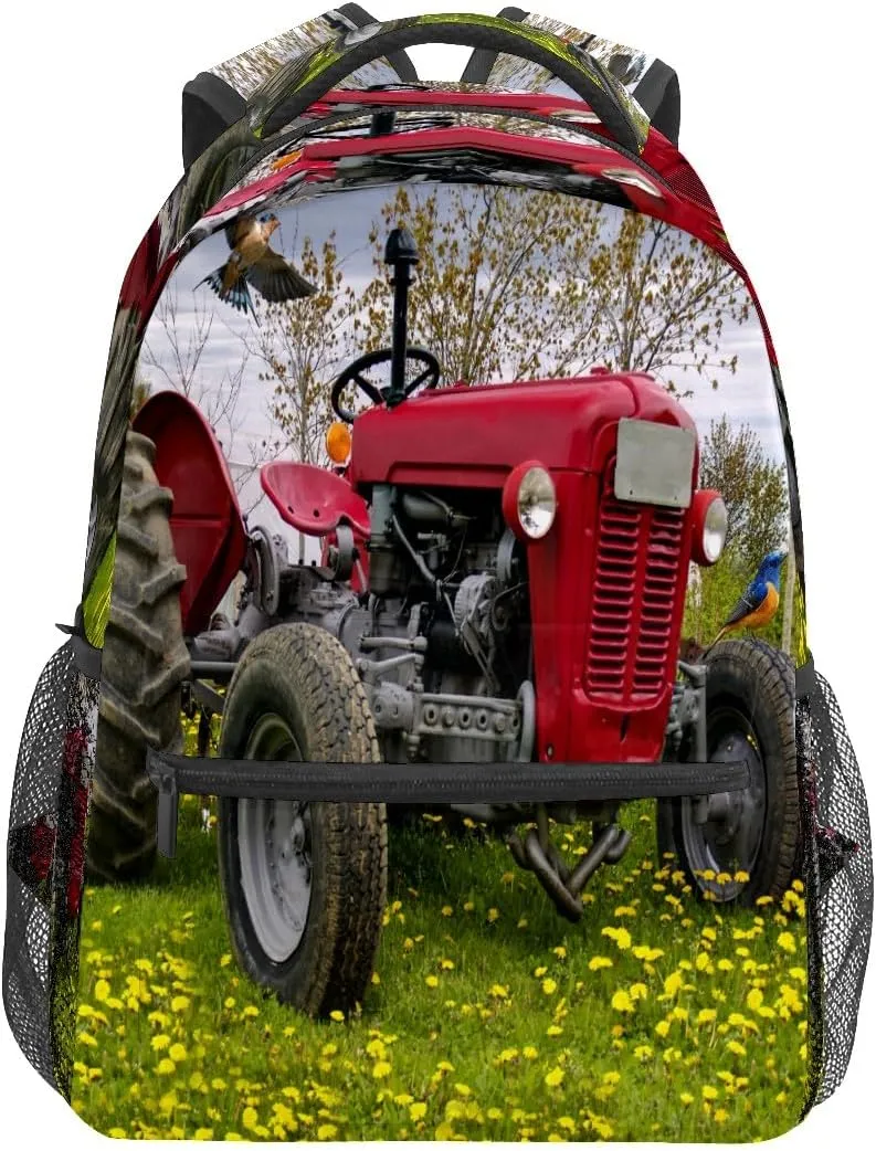 College Bookbag Farm Tractor School Bag Business Laptop Backpack Travel Hiking Daypack Large Diaper Bag for Adult Girls Boys