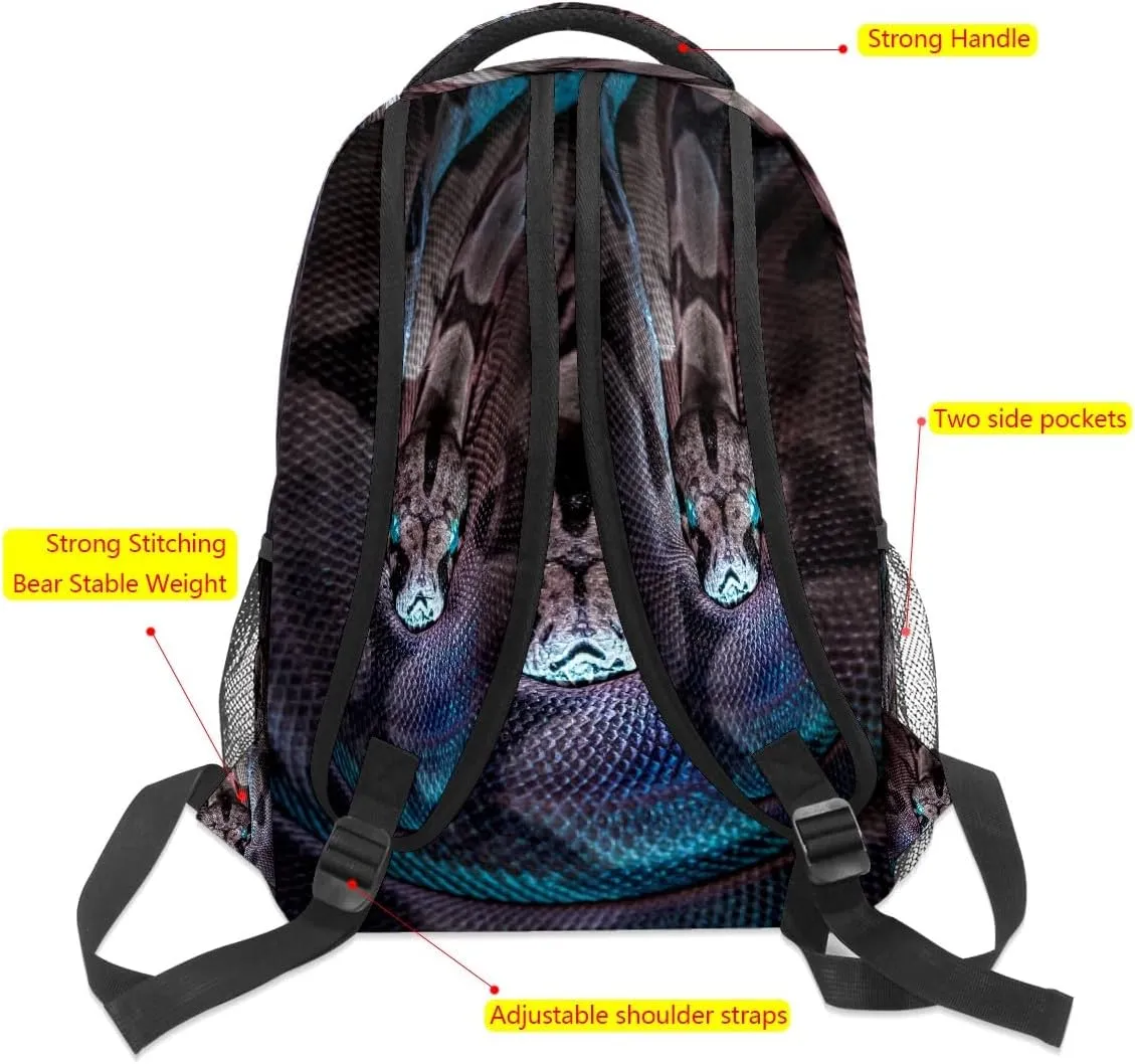 College Bookbag Snake School Bag Business Laptop Backpack Travel Hiking Daypack Large Diaper Bag for Adult Girls Boys