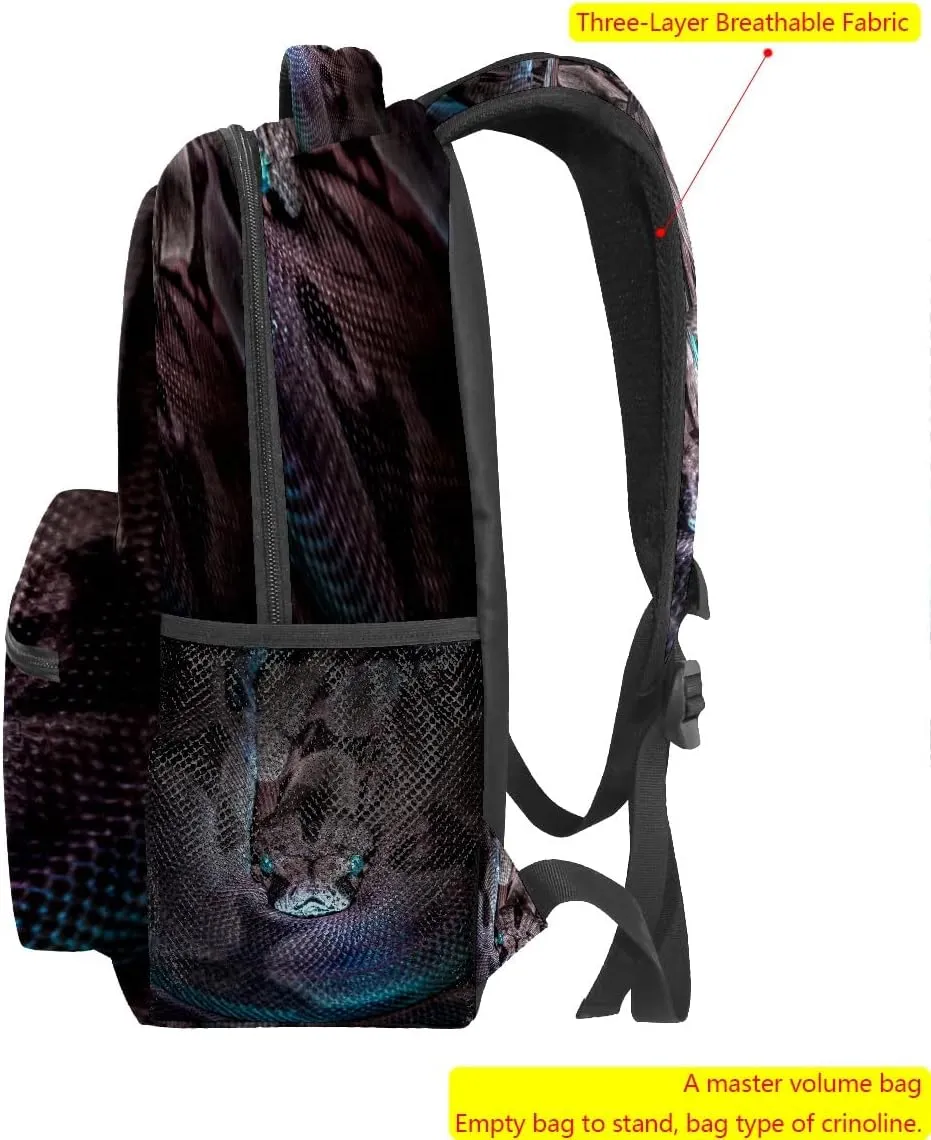 College Bookbag Snake School Bag Business Laptop Backpack Travel Hiking Daypack Large Diaper Bag for Adult Girls Boys