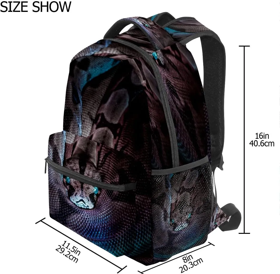 College Bookbag Snake School Bag Business Laptop Backpack Travel Hiking Daypack Large Diaper Bag for Adult Girls Boys