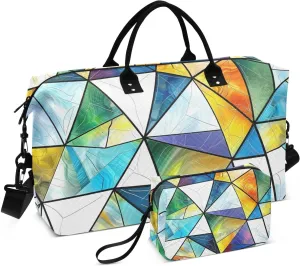 Colored Glass Triangular Travel Handle Bag Set - Multiple Compartments and Airplane Approved, Storing Travel Bag with Small Storage Bag for Weekend Getaways, Business Trips