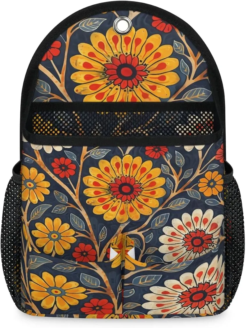 Colorful Daisy Wall Hanging Organizer Bag Southeast Asian Style Wall Hanging Storage Bag Fabric Hanging Basket Multifunctional Hanging Bag Waterproof Hanging Bag for Bedroom Bathroom Office, 1Pcs