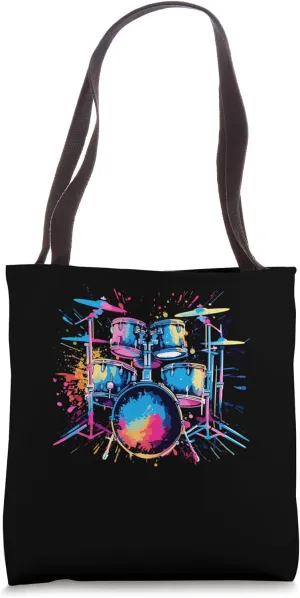 Colorful Drumset Drummer Drumming Player Playing Drums Tote Bag
