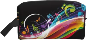 Colorful Music Print Travel Cosmetic Large Capacity Zippered Storage Bag For Toiletries Daily Essentials