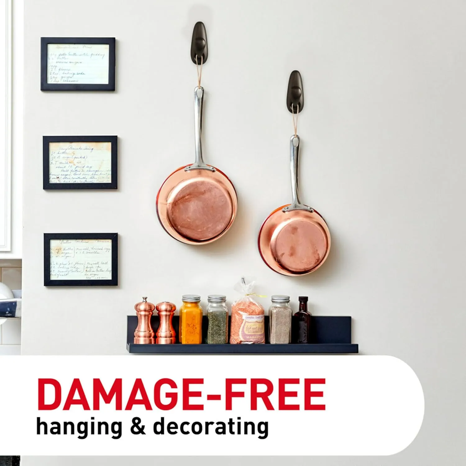 Command 5 lb Large Brushed Nickel Metal Hooks, 2 Hooks and 4 Command Strips, Damage Free Coat Hooks with Adhesive Strips, Forever Classic Hooks for Hanging Home Decor and Room Decor