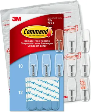 Command Medium Clear Wire Toggle Hooks,10 Hooks and 12 Command Strips, Damage Free Hanging with Adhesive, Great for Hanging, Organization and Storage, Holds up to 2 lb