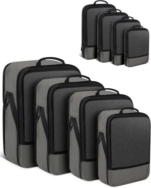Compression Packing Cubes 4-Set Space Saver with Vacuum-Free Compression Expandable Luggage Organizer for Carry-On