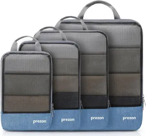Compression Packing Cubes, Extensible Suitcase Organiser, Packing Organisers for Suitcases, Packing Cubes for Travel or Home Storage（4Set-Blue）