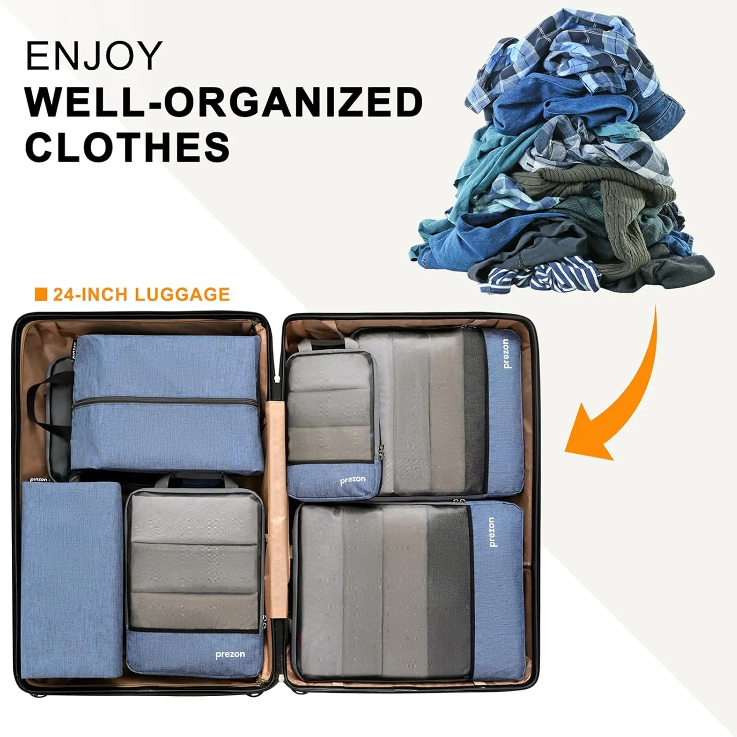Compression Packing Cubes, Extensible Suitcase Organiser, Packing Organisers for Suitcases, Packing Cubes for Travel or Home Storage（4Set-Blue）
