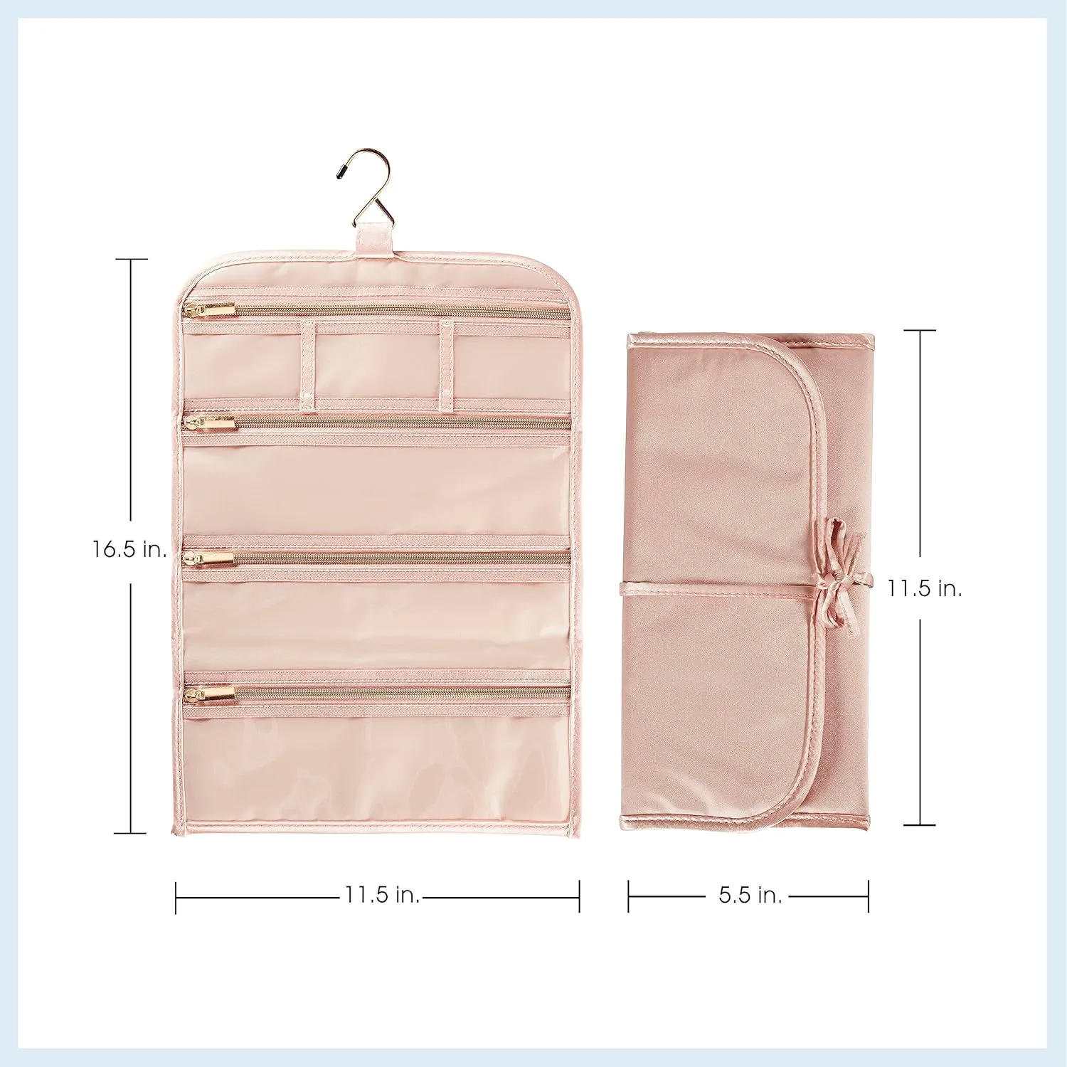 Conair Travel Jewelry Organizer, Travel Jewelry Bag with 6-Zippered Pockets in Blush Pink by Travel Smart