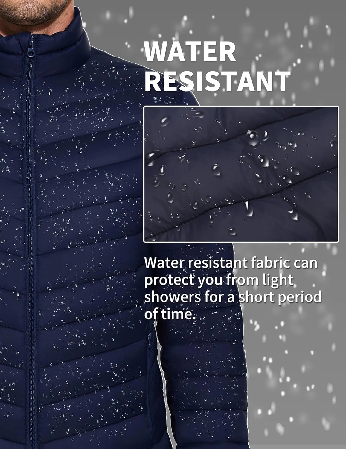 COOFANDY Men's Puffer Jacket Packable Lightweight Puffy Jackets with Zippered Pockets Down Alternative Winter Coat