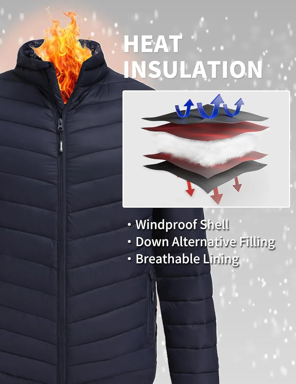 COOFANDY Men's Puffer Jacket Packable Lightweight Puffy Jackets with Zippered Pockets Down Alternative Winter Coat